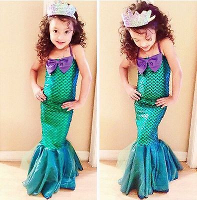 halloween girl mermaid tail costume princess ariel the little mermaid costume for girl costume kids dress swimming suit cosplay