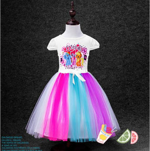 2-8 Yrs Big Kids Baby Girls Dress Little Pony Summer Girl Rainbow Dresses girls princess For Children Costume Vestidos