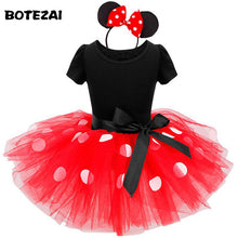 2017 Summer Kids Gift Cartoon Minnie Party Dress Fancy Costume Cosplay Girls Minnie Dress+Headband 9M-6Y Infant Baby Clothes Red
