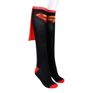 HOT Unisex Super Hero Superman Batman Knee High With Cape Soccer Cosplay Socks