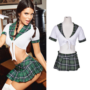 1 Set Sexy women erotic underwear cosplay student uniform vest+mini skirt sexy lingerie Intimate porn costumes