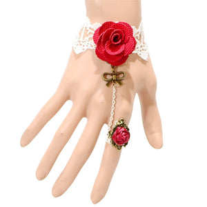 Gothic Style Hot Red Rose Sexy lace Bracelet