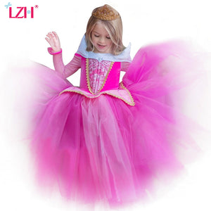 LZH Girls Sleeping Beauty Princess Party Dresses Children Fancy Rapunzel Dress Easter Carnival Costume For Kids Girls Clothing