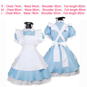 Halloween Women Adult Anime Alice In Wonderland Blue Party Dress Alice Dream Women Sissy Maid Lolita Cosplay Costume