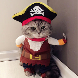 Funny Cat Costume Pirate Suit Cat Clothes Corsair Halloween Costume Puppy Clothes Suit Dressing Up Party Clothing For Cat 25S1