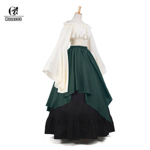 ROLECOS Renaissance Medieval Dresses Gothic Women Costumes Halloween Party Masquerade Costumes Long Dress for Party Weeding