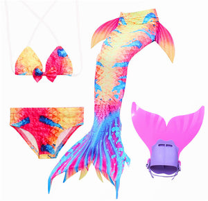 2018 NEW!Children Mermaid Tail with Monofin Kids Girls Costumes Swimming Mermaid Tail Mermaid Swimsuit Flipper for girls