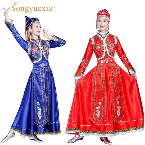 Songyuexia New Mongolian costumes women's wear Inner Mongolia dance costumes Mongolian gown adult minority costumes dress Female